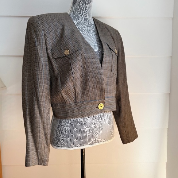 Vintage Houndstooth Cropped Jacket by Paul Stanley - Picture 3 of 11